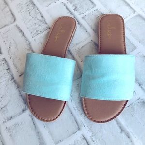 COPY - Lulu’s light green/blue suede slides Sz 5.5